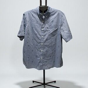 CHAPS Easy Care Short Sleeve Button Shirt - Men's Size XXL Blue Palm Trees